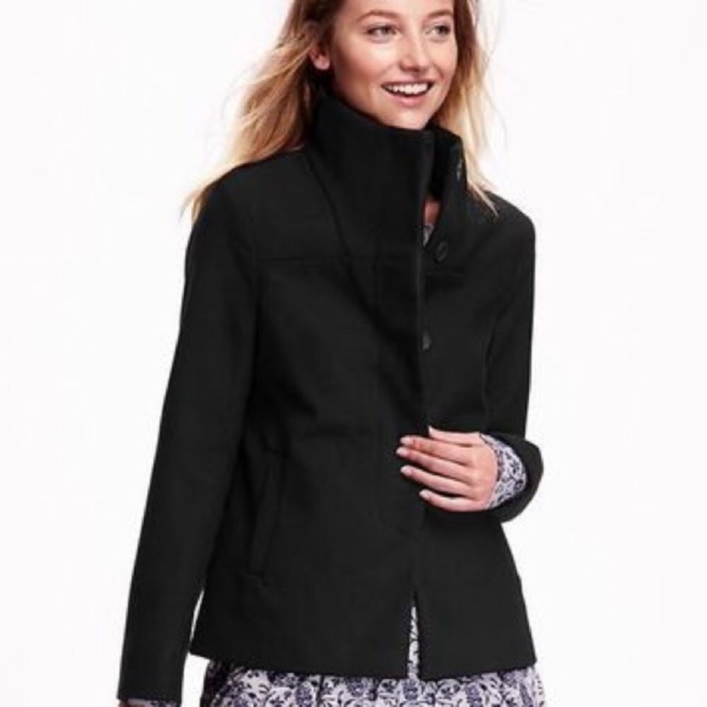 NWOT Old Navy Black Funnel Neck Coat Sz Medium